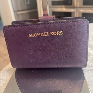 Michael Kors Wine Flap Wallet/Card Holder